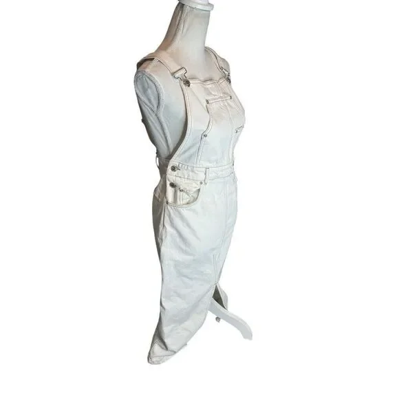 Zara Ecru Bib Overalls Dress Y2K Retro Boho Instagram Favorites Sz Small - Picture 6 of 10